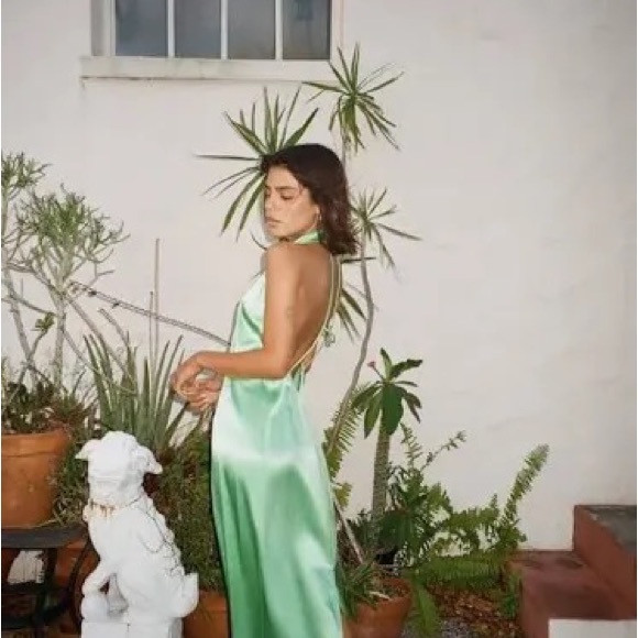 Zara | Dresses | Zara Green Satin Halter Dress | Poshmark
